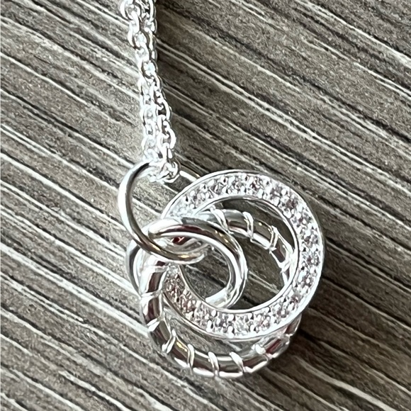 NWOT Unbranded 925 Sterling Silver Interlocking Circle Necklace. - Picture 7 of 8